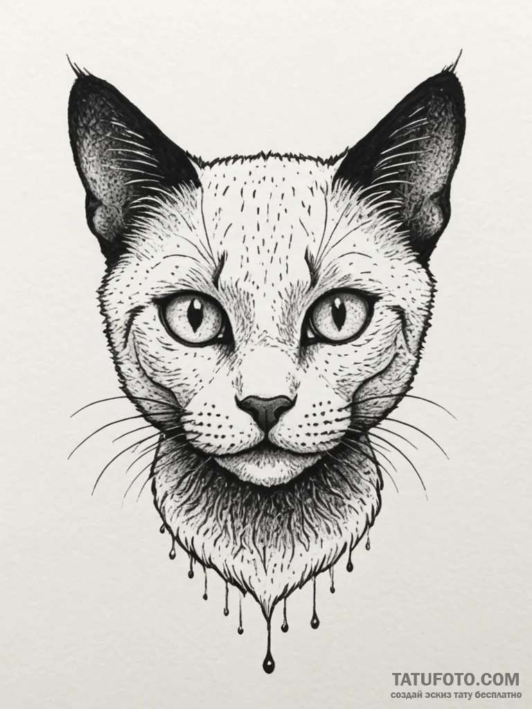 Tattoo sketch a stylized black cat with glowi... - эскиз тату (№1755124232_0, 13.08.2025 22:30) — Tatufoto.com