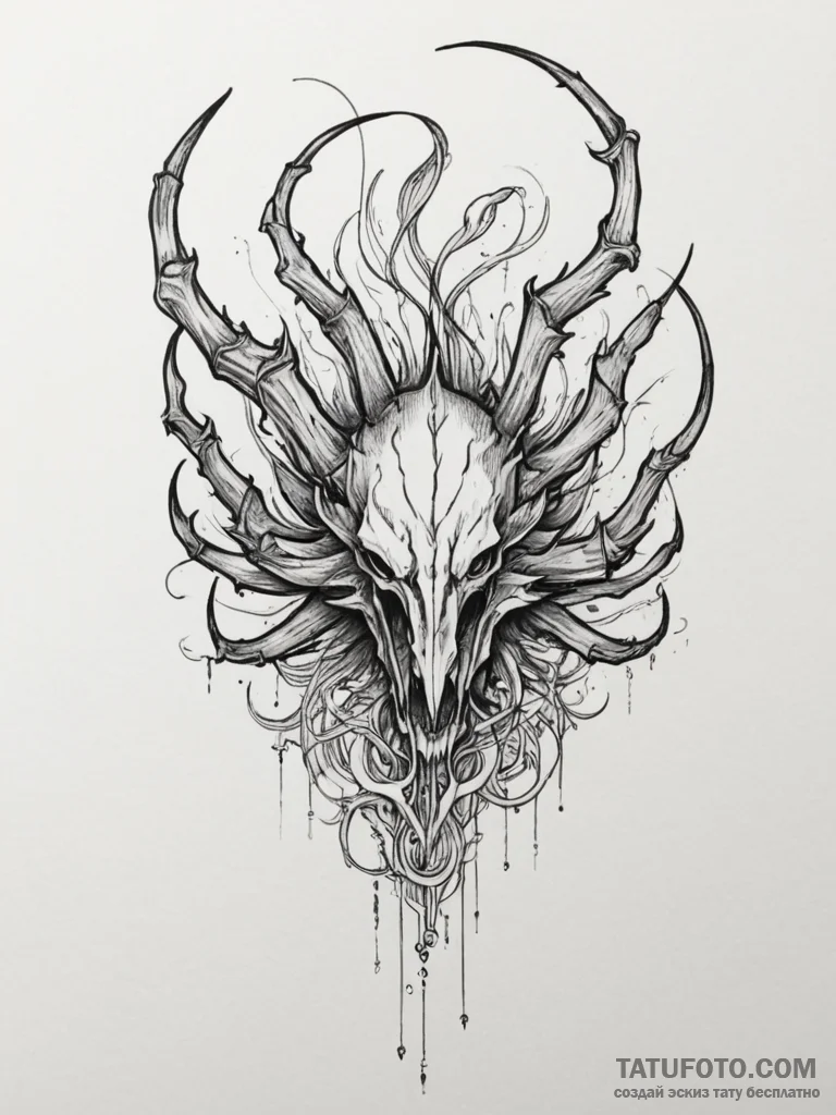 Tattoo sketch a powerful, generic creature's... - эскиз тату (№1755125043_0, 13.08.2025 22:44) — Tatufoto.com