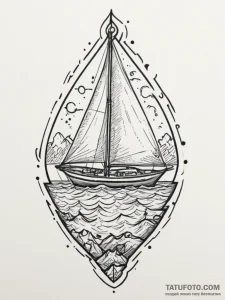 Sailboat, tattoo drawing outline, new school... - эскиз тату (№1755125437_0, 13.08.2025 22:50) — Tatufoto.com