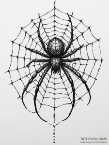 A close-up of a spider weaving its intricate... - эскиз тату (№1755125655_0, 13.08.2025 22:54) — Tatufoto.com