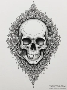 A filigree locket with a skull inside, artist... - эскиз тату (№1755126058_0, 13.08.2025 23:00) — Tatufoto.com
