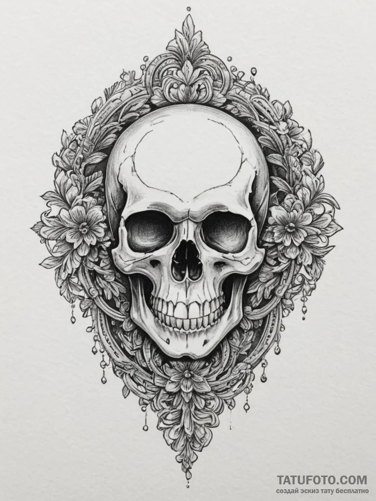 A filigree locket with a skull inside, artist... - эскиз тату (№1755126058_0, 13.08.2025 23:00) — Tatufoto.com