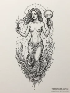 Tattoo sketch aquarius's water-bearer, styliz... - эскиз тату (№1755126658_0, 13.08.2025 23:10) — Tatufoto.com