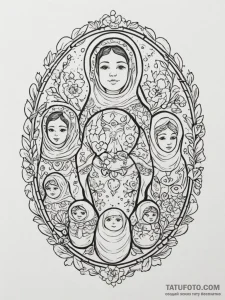 Tattoo sketch a set of nesting dolls, each re... - эскиз тату (№1755127059_0, 13.08.2025 23:17) — Tatufoto.com