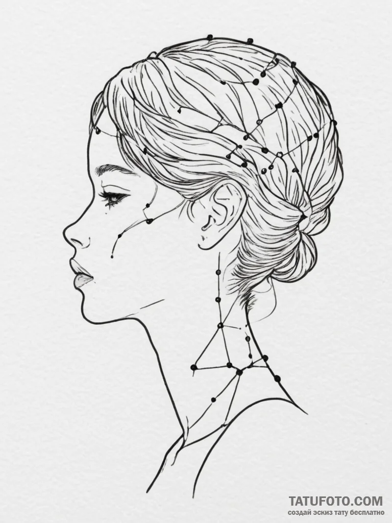 Tattoo sketch a delicate constellation on the... - эскиз тату (№1755127659_0, 13.08.2025 23:27) — Tatufoto.com
