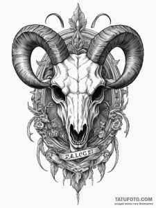 Goat skull, concept art for tattoo, muted col... - эскиз тату (№1755128061_0, 13.08.2025 23:34) — Tatufoto.com