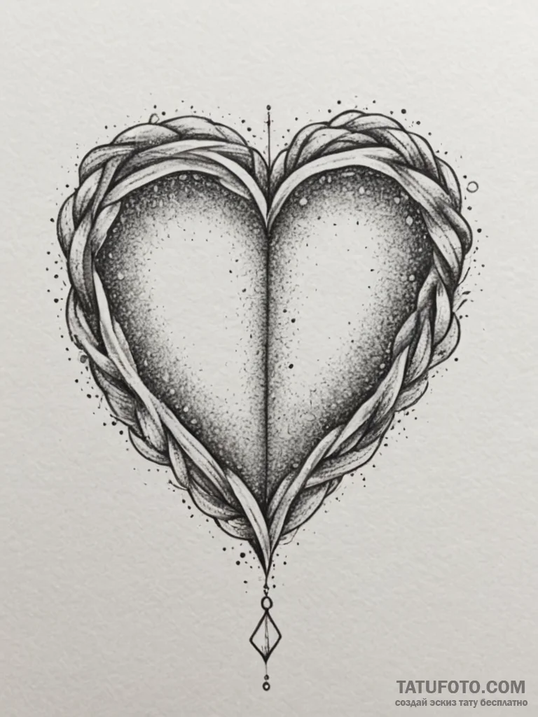 Tattoo sketch a heart with a subtle knot or b... - эскиз тату (№1755129267_0, 13.08.2025 23:54) — Tatufoto.com