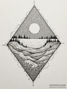 Tattoo sketch a gentle ripple effect symboliz... - эскиз тату (№1755129471_0, 13.08.2025 23:57) — Tatufoto.com