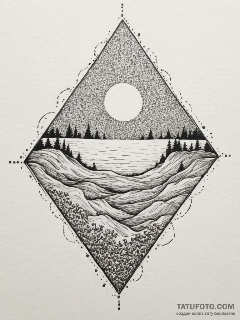 Tattoo sketch a gentle ripple effect symboliz... - эскиз тату (№1755129471_0, 13.08.2025 23:57) — Tatufoto.com