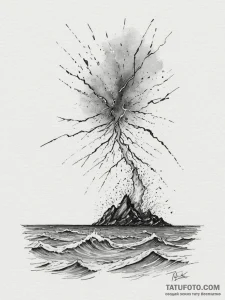 A dramatic shot of lightning striking over a... - эскиз тату (№1755129871_0, 14.08.2025 00:04) — Tatufoto.com