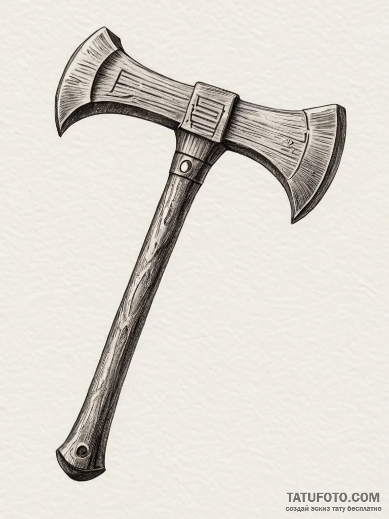 Axe, artistic tattoo sketch, fine lines, deli... - эскиз тату (№1755134492_0, 14.08.2025 01:21) — Tatufoto.com
