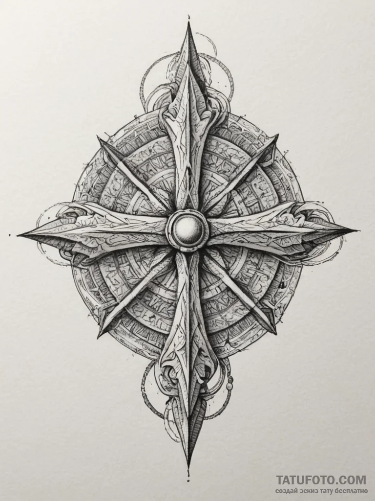 Tattoo sketch: a bold kolovrat, with each ray... - эскиз тату (№1755134688_0, 14.08.2025 01:24) — Tatufoto.com