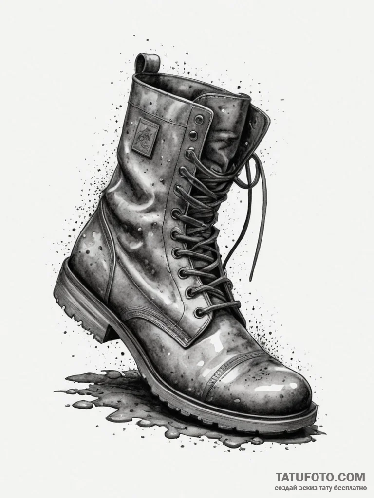 Tattoo design a combat boot print in mud or d... - эскиз тату (№1755135289_0, 14.08.2025 01:34) — Tatufoto.com