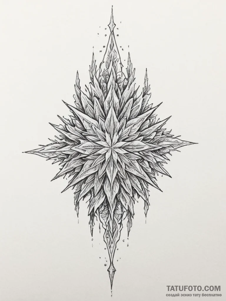 Tattoo design ice crystals forming a sharp, p... - эскиз тату (№1755136690_0, 14.08.2025 01:58) — Tatufoto.com