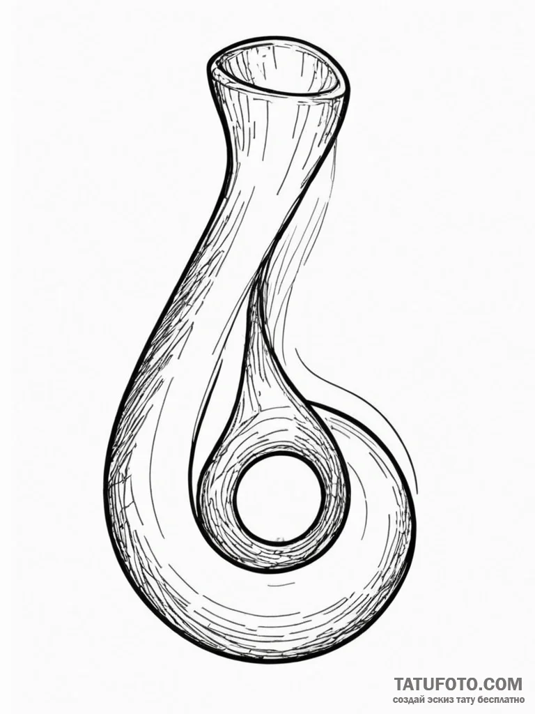 Klein bottle, tattoo drawing outline, fine li... - эскиз тату (№1755139512_0, 14.08.2025 02:45) — Tatufoto.com