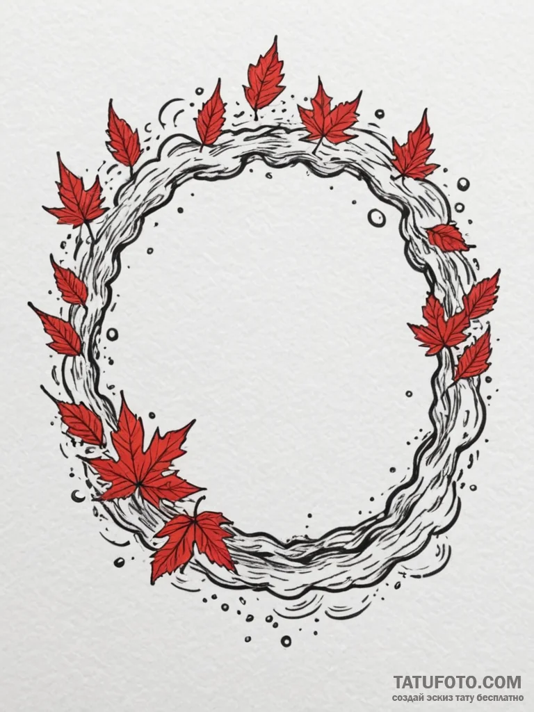 A shot of autumn leaves floating on the surfa... - эскиз тату (№1755140513_0, 14.08.2025 03:01) — Tatufoto.com