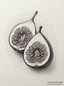 A close-up of a fresh fig, sliced in half., c... - эскиз тату (№1755141519_0, 14.08.2025 03:18) — Tatufoto.com