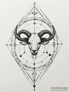 Tattoo design a zodiac symbol carved into wha... - эскиз тату (№1755142718_0, 14.08.2025 03:38) — Tatufoto.com