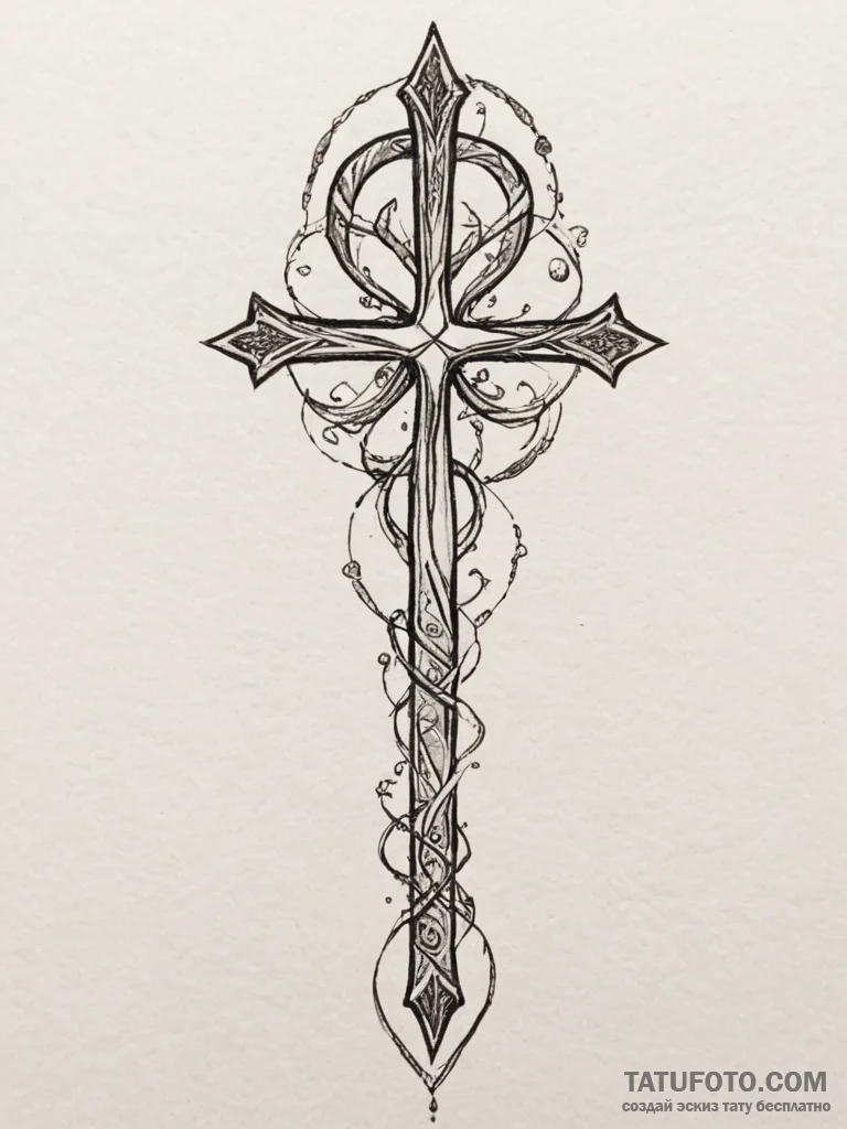 Tattoo design a 'key of life' (ankh) split be... - эскиз тату (№1755142917_0, 14.08.2025 03:41) — Tatufoto.com