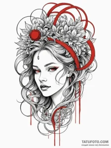 Glitch art effect, artistic tattoo sketch, ne... - эскиз тату (№1755145330_0, 14.08.2025 04:22) — Tatufoto.com