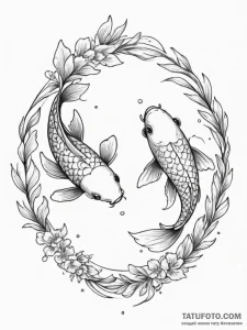 Tattoo design a pair of koi fish swimming in... - эскиз тату (№1755145526_0, 14.08.2025 04:25) — Tatufoto.com