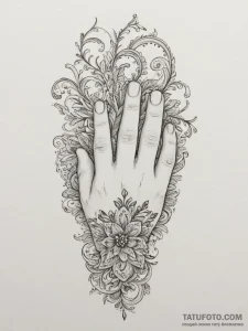 Tattoo sketch a hand with a subtle 'thread' w... - эскиз тату (№1755146524_0, 14.08.2025 04:42) — Tatufoto.com