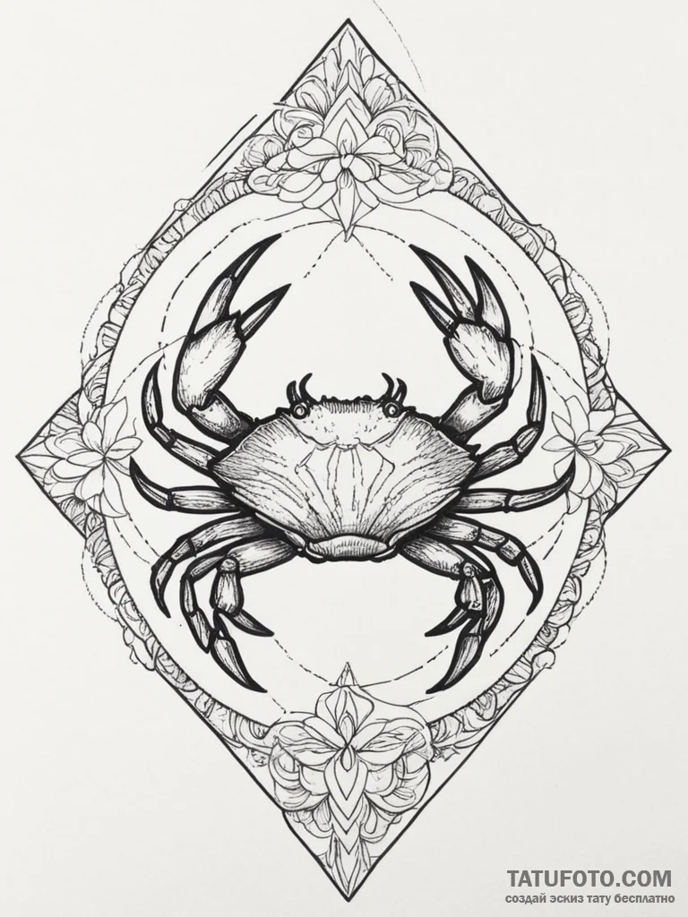 Tattoo design a cancer crab as a guardian of... - эскиз тату (№1755146925_0, 14.08.2025 04:48) — Tatufoto.com