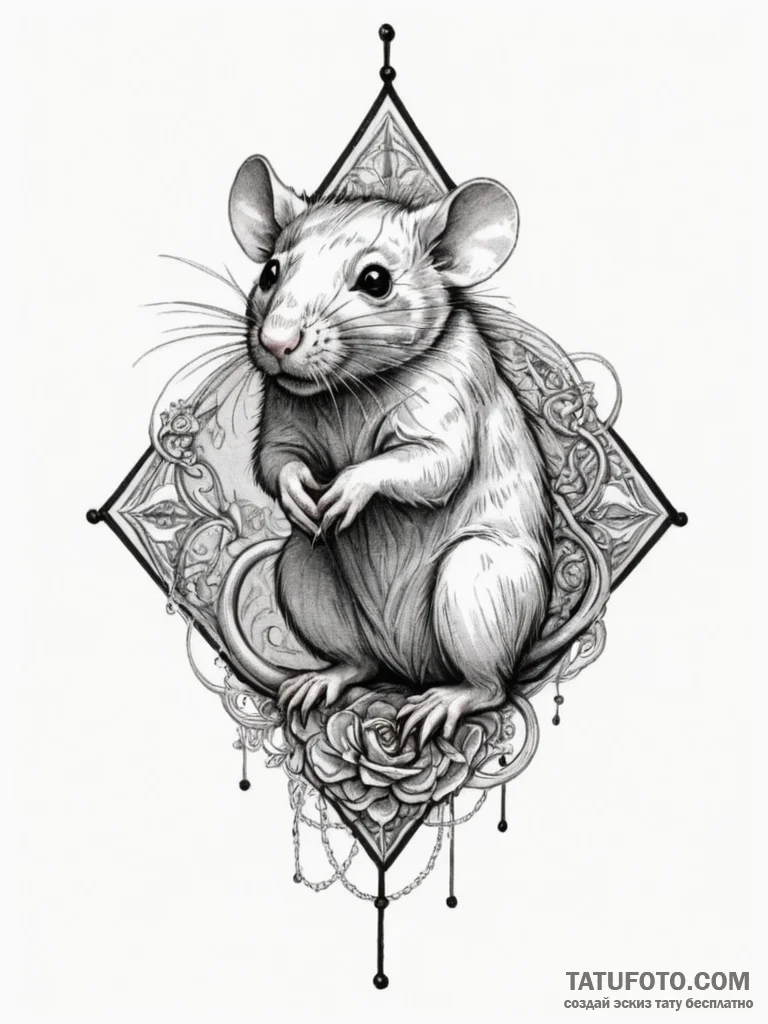 Rat, tattoo sketch design, on a clean white p... - эскиз тату (№1755147131_0, 14.08.2025 04:52) — Tatufoto.com