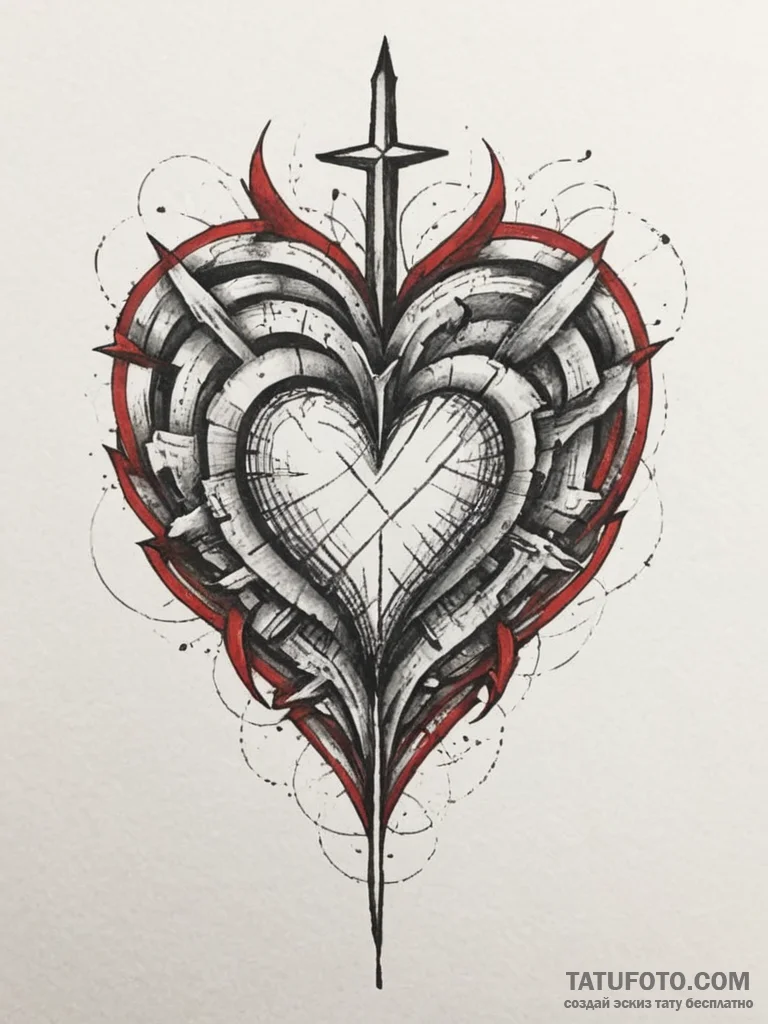 Tattoo sketch a delicate geometric heart, com... - эскиз тату (№1755147330_0, 14.08.2025 04:55) — Tatufoto.com