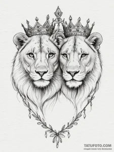 Tattoo design a pair of lion's or lioness's h... - эскиз тату (№1755147527_0, 14.08.2025 04:58) — Tatufoto.com