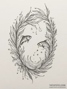 Tattoo design pisces symbols created from flo... - эскиз тату (№1755147722_0, 14.08.2025 05:02) — Tatufoto.com
