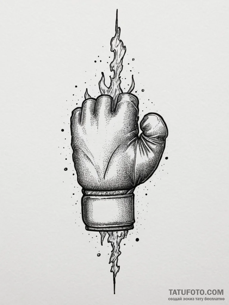 Tattoo design a boxing glove with a subtle fl... - эскиз тату (№1755148114_0, 14.08.2025 05:08) — Tatufoto.com