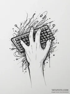 Tattoo sketch a gamer's hand reaching for a g... - эскиз тату (№1755148896_0, 14.08.2025 05:21) — Tatufoto.com