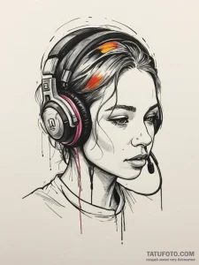 Headphones, tattoo flash sheet design, blackw... - эскиз тату (№1755149289_0, 14.08.2025 05:28) — Tatufoto.com