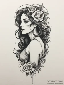 Tattoo design a silhouette of a woman's back,... - эскиз тату (№1755149680_0, 14.08.2025 05:34) — Tatufoto.com