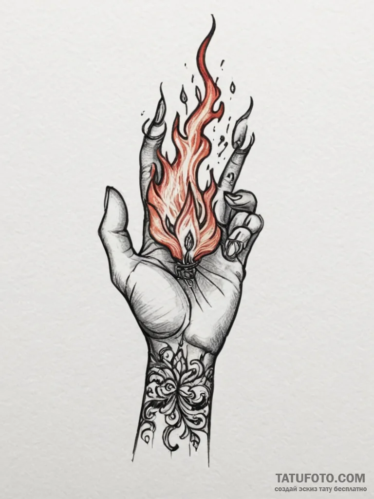 Tattoo sketch a minimalist hand holding a bur... - эскиз тату (№1755151449_0, 14.08.2025 06:04) — Tatufoto.com