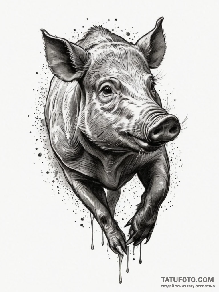Boar, tattoo sketch design, on a clean white... - эскиз тату (№1755152236_0, 14.08.2025 06:17) — Tatufoto.com