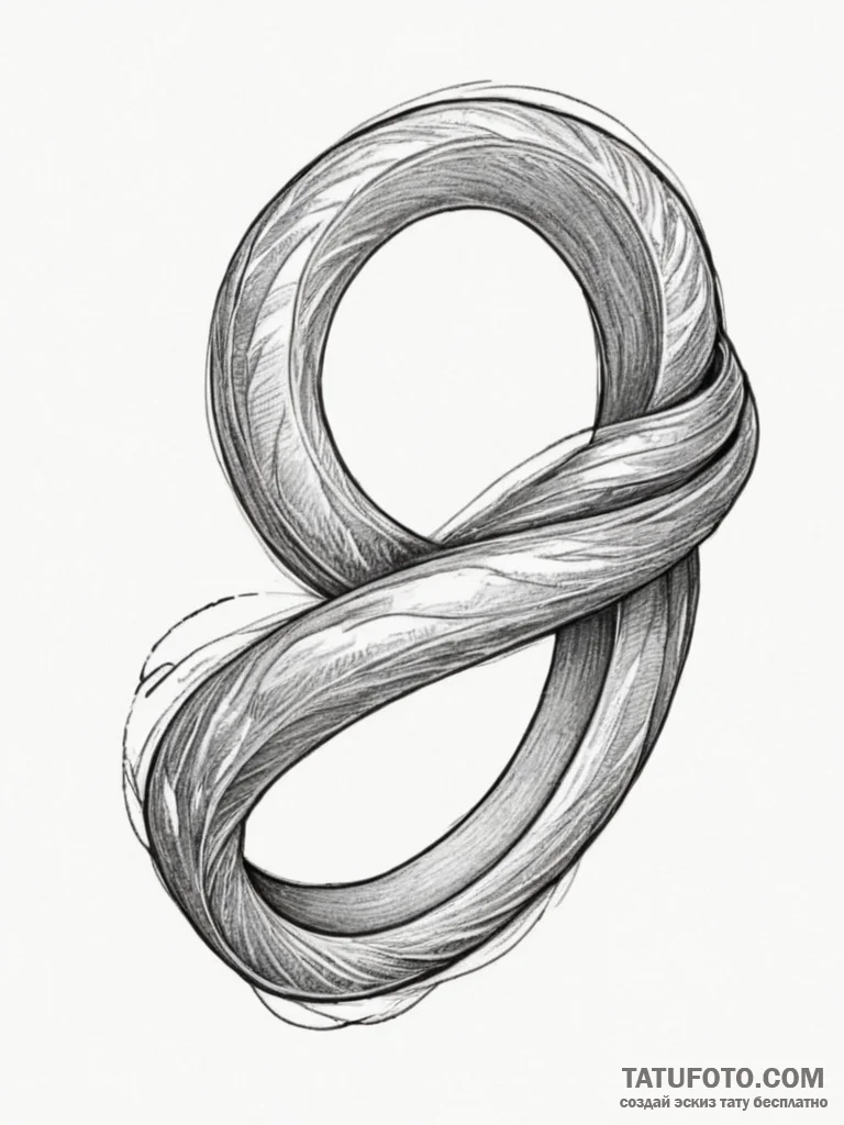 Mobius strip, tattoo line art, rough sketchy... - эскиз тату (№1755152432_0, 14.08.2025 06:20) — Tatufoto.com