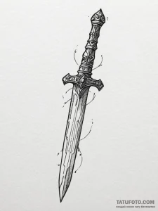 Tattoo sketch a stylized combat knife or dagg... - эскиз тату (№1755152627_0, 14.08.2025 06:23) — Tatufoto.com