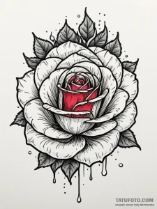 Tattoo design a single, vibrant red rose, ful... - эскиз тату (№1755153022_0, 14.08.2025 06:30) — Tatufoto.com