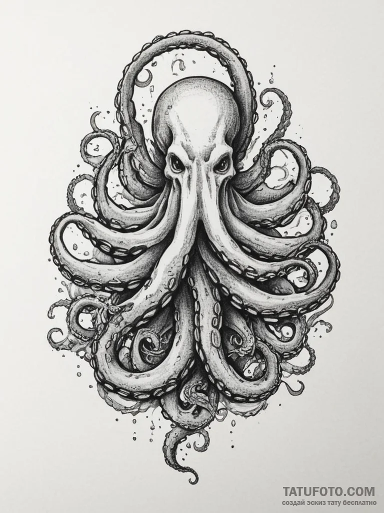 Tattoo sketch a strong, mythical sea creature... - эскиз тату (№1755154213_0, 14.08.2025 06:50) — Tatufoto.com