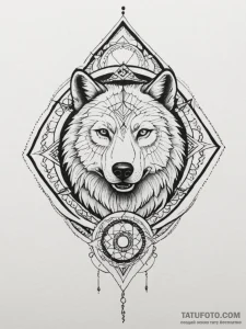 Tattoo sketch: a geometric mandala incorporat... - эскиз тату (№1755155398_0, 14.08.2025 07:09) — Tatufoto.com