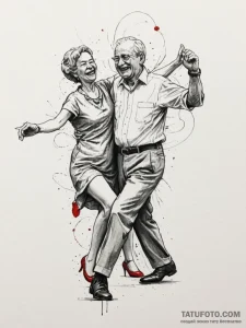 A joyful, candid photo of an old couple danci... - эскиз тату (№1755155793_0, 14.08.2025 07:16) — Tatufoto.com