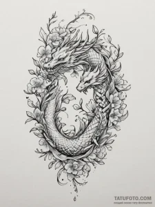 Tattoo sketch two intertwining vines growing... - эскиз тату (№1755156189_0, 14.08.2025 07:23) — Tatufoto.com