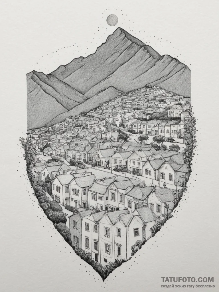 The colorful houses of bo-kaap in cape town,... - эскиз тату (№1755156780_0, 14.08.2025 07:33) — Tatufoto.com