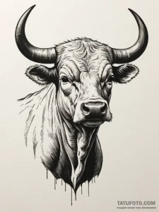 Bull, artistic tattoo sketch, clean lines, cr... - эскиз тату (№1755157967_0, 14.08.2025 07:52) — Tatufoto.com