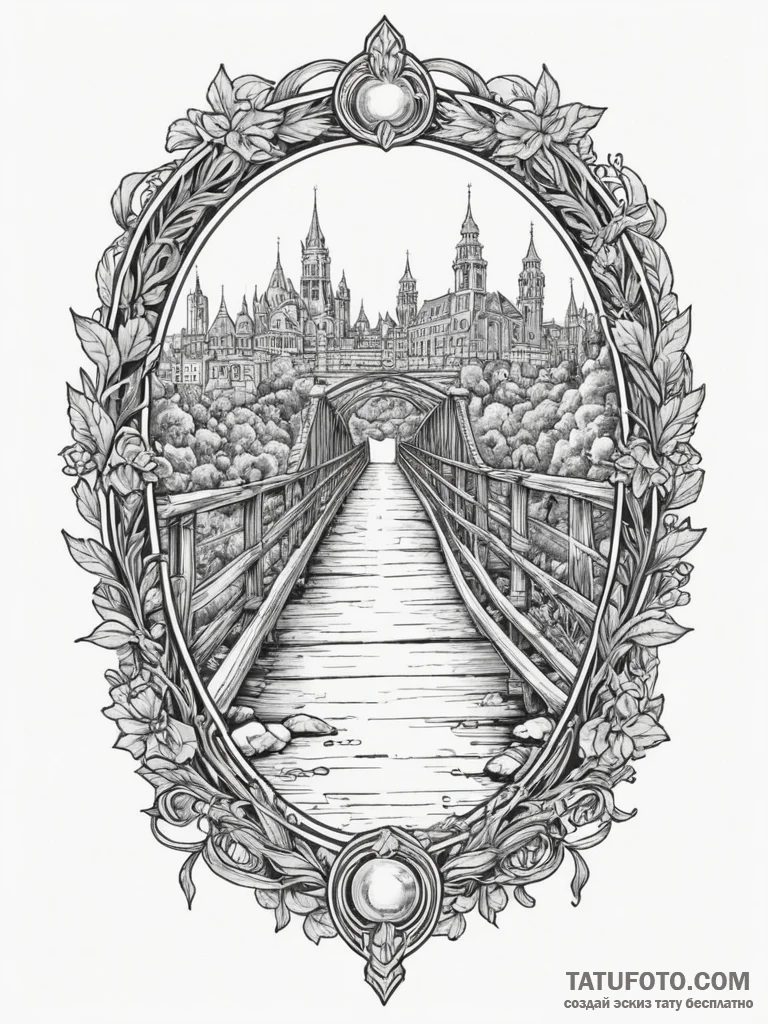 Bridge, tattoo flash sheet design, clean line... - эскиз тату (№1755159550_0, 14.08.2025 08:19) — Tatufoto.com