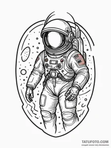 An astronaut discovering an alien artifact, t... - эскиз тату (№1755160541_0, 14.08.2025 08:35) — Tatufoto.com