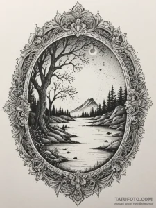 Tattoo sketch a glowing portal frame opening... - эскиз тату (№1755161137_0, 14.08.2025 08:45) — Tatufoto.com