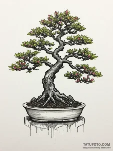 Bonsai, tattoo sketch design, on a clean whit... - эскиз тату (№1755161334_0, 14.08.2025 08:48) — Tatufoto.com